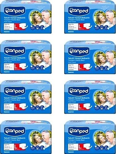 Canped Tekstil Yüzeyli Belbantlı Büyük Boy L 30'lu 8 Adet Hasta Bezi
